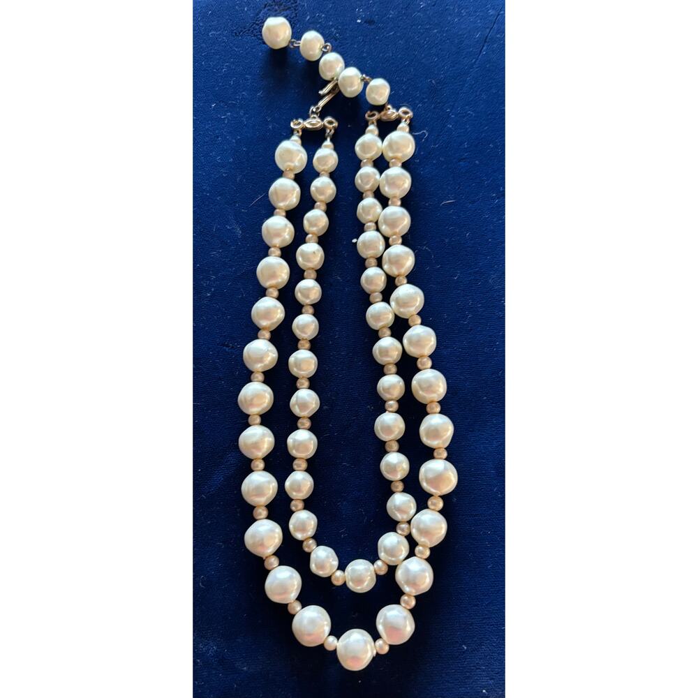 Vintage Faxu Multi Strand Pearls 16" + 2.5" extension Retro MCM